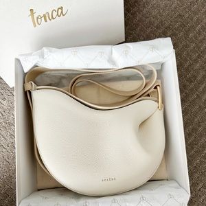 Polène Tonca bag in Textured Chalk
